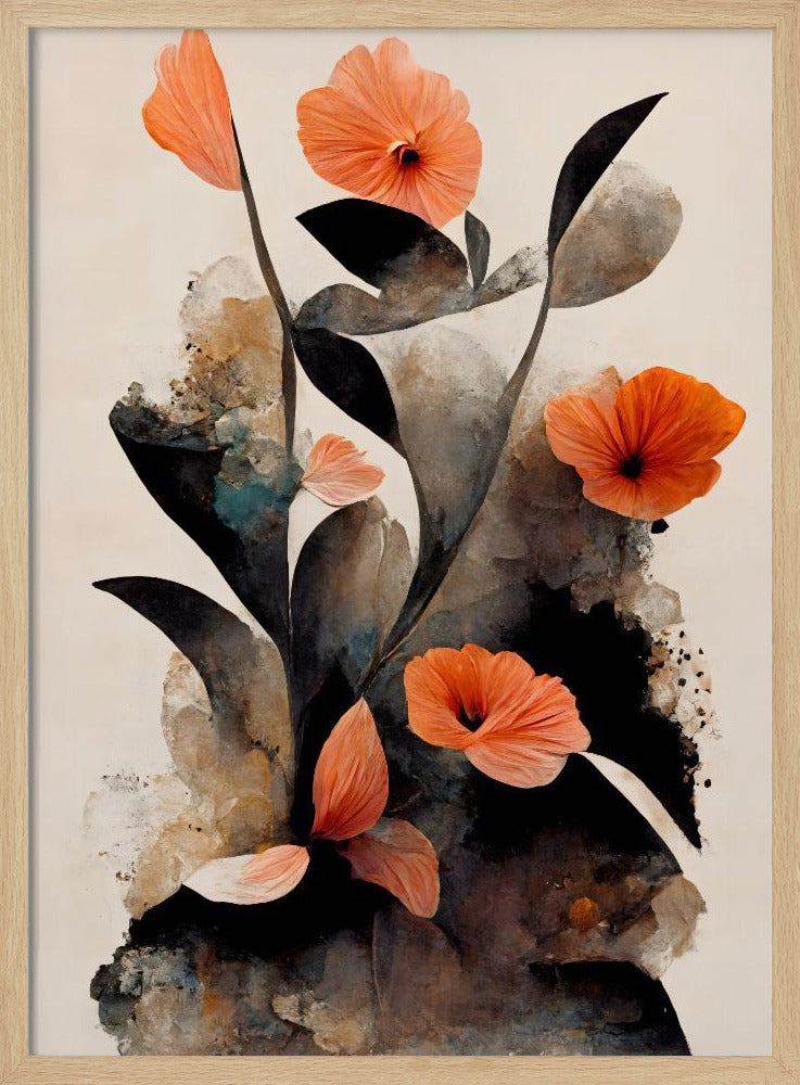 Coral Flowers Poster