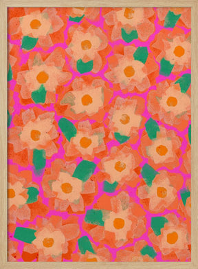 Cute Orange Flower Pattern Poster