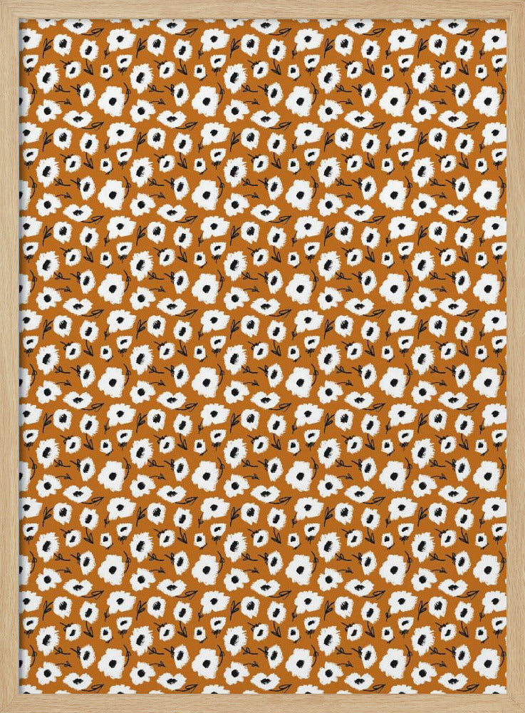 Cute Flowers on Ochre Background Poster