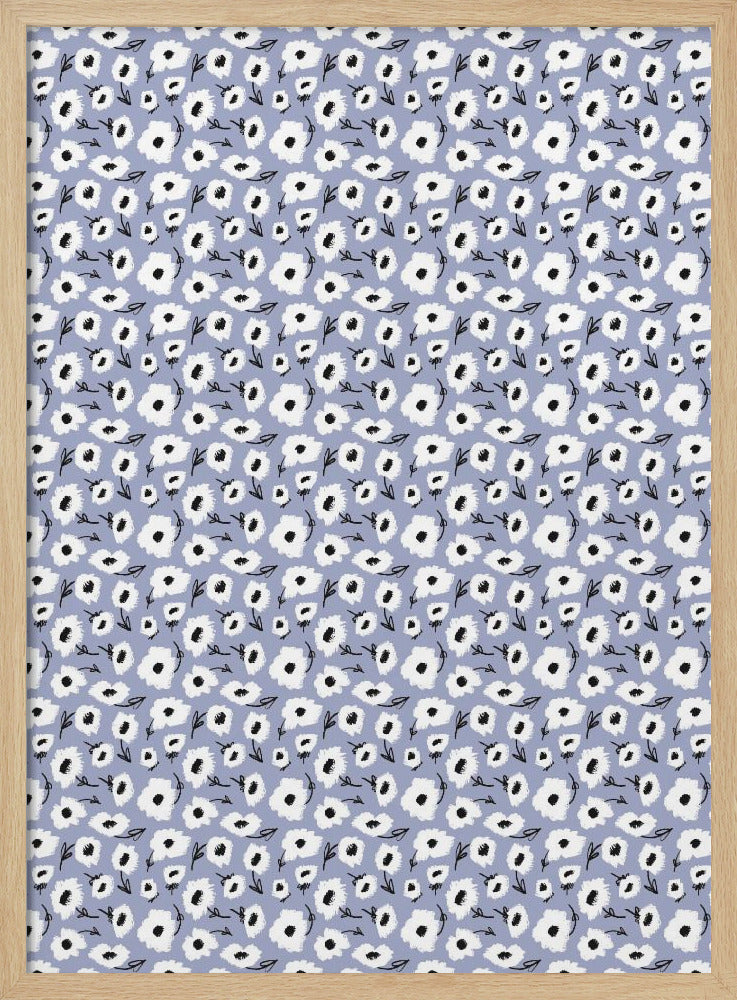 Cute Flowers on Purple Background Poster