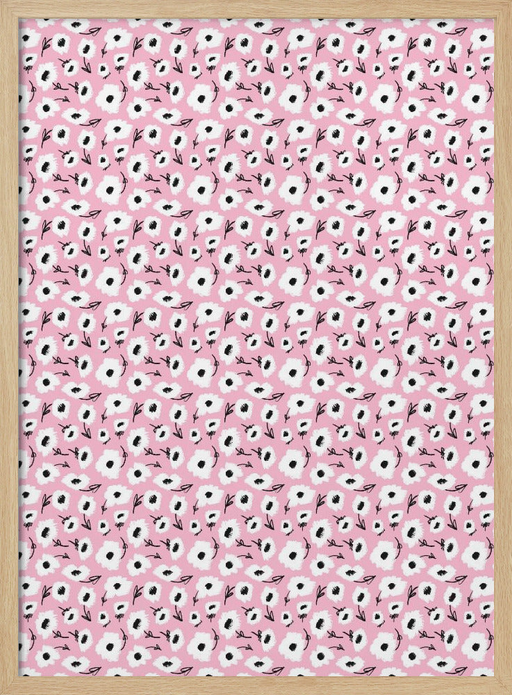 Cute Flowers On Pink Poster