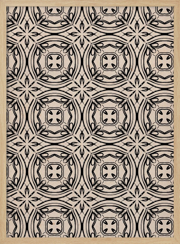 Beige and Black Tile Pattern Poster