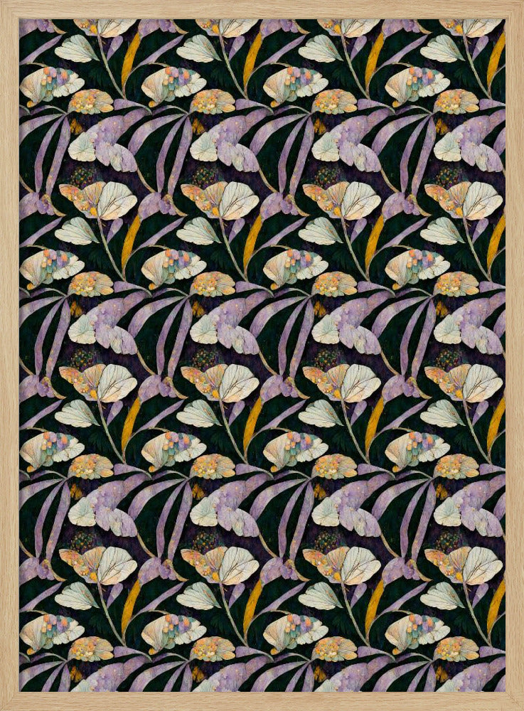 Purple Leafs Pattern Poster