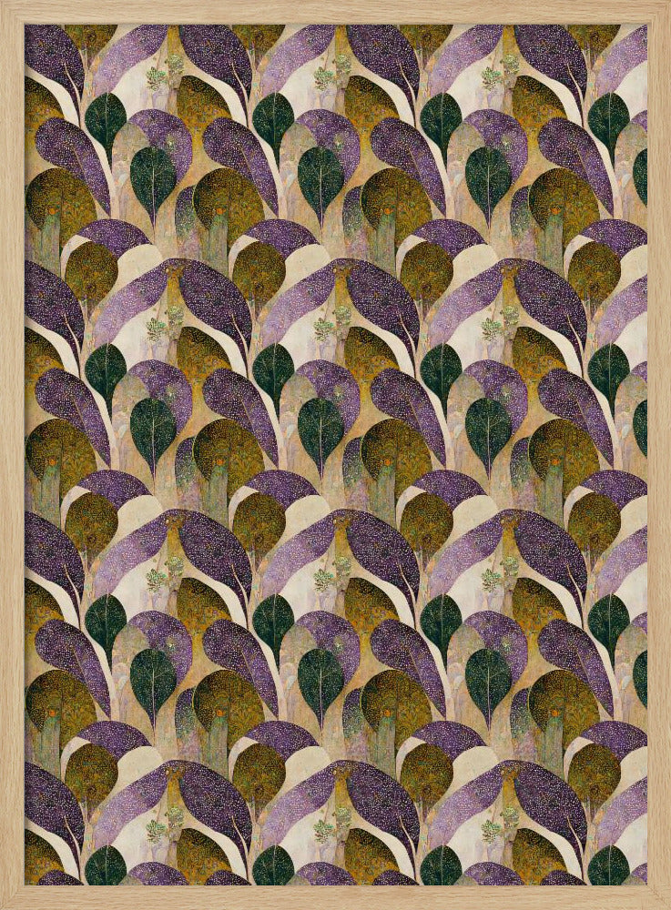 Purple Leafs Pattern Poster