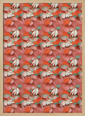 Orange Floral Pattern Poster