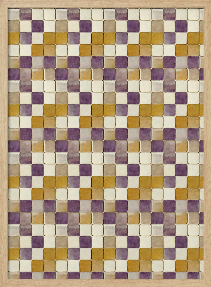 Purple and Ochre Tile Pattern Poster