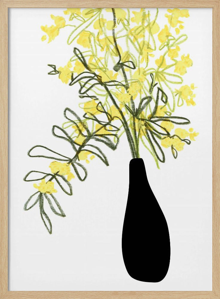 Yellow blooms in a vase Poster