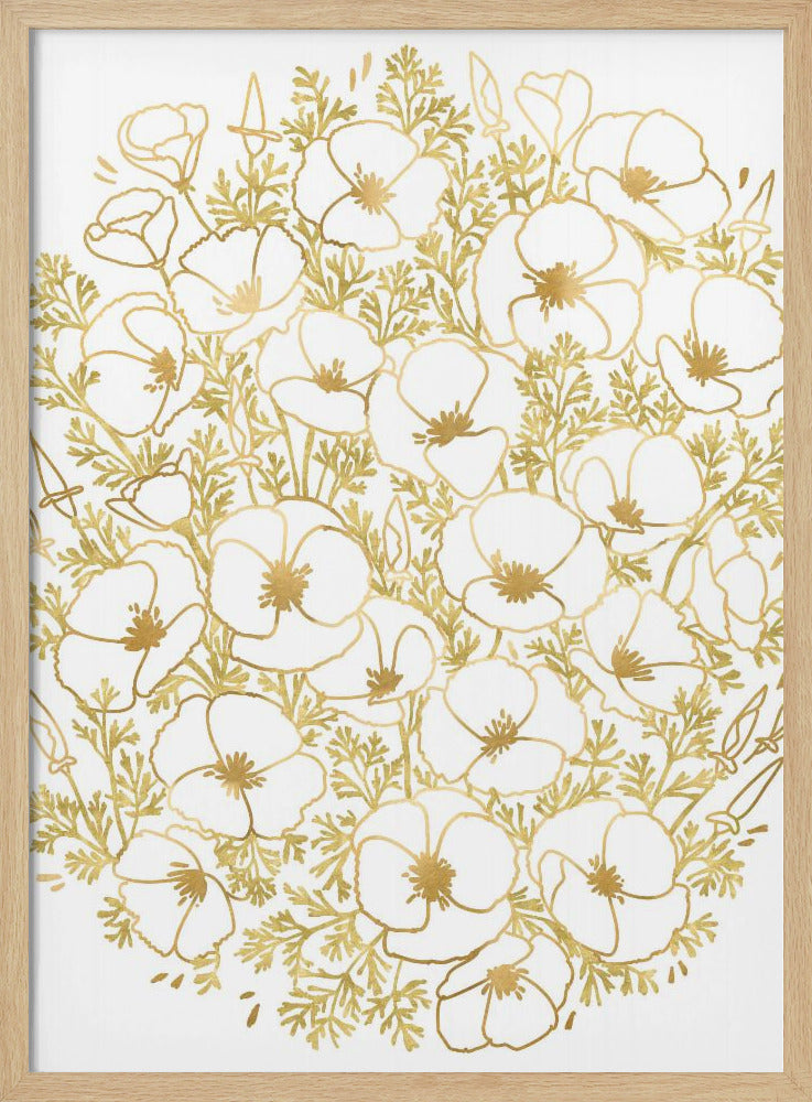 Gold California poppies Poster