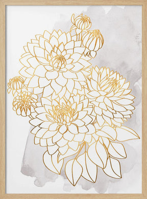 Pacey bouquet in gold and grey Poster