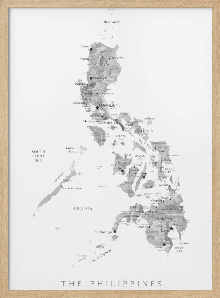 Gray watercolor map of Philippines Poster