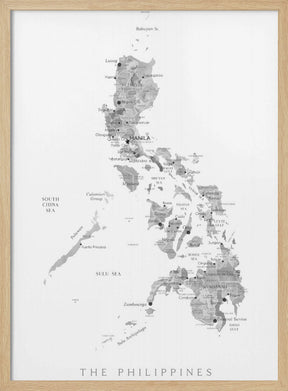 Gray watercolor map of Philippines Poster