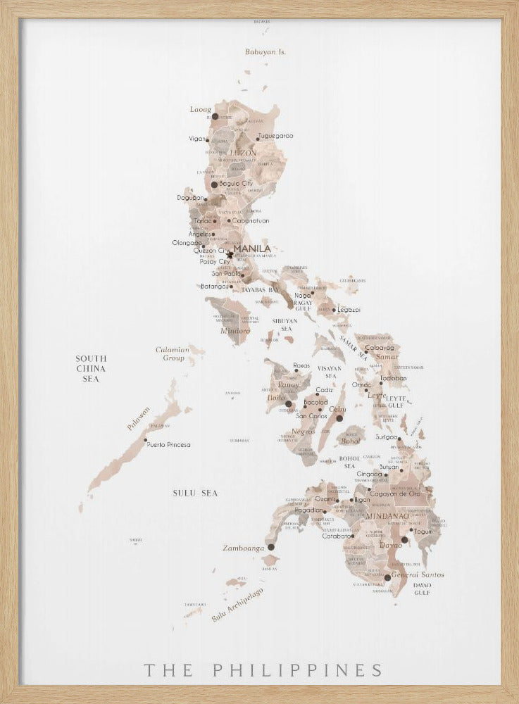 Taupe watercolor map of Philippines Poster