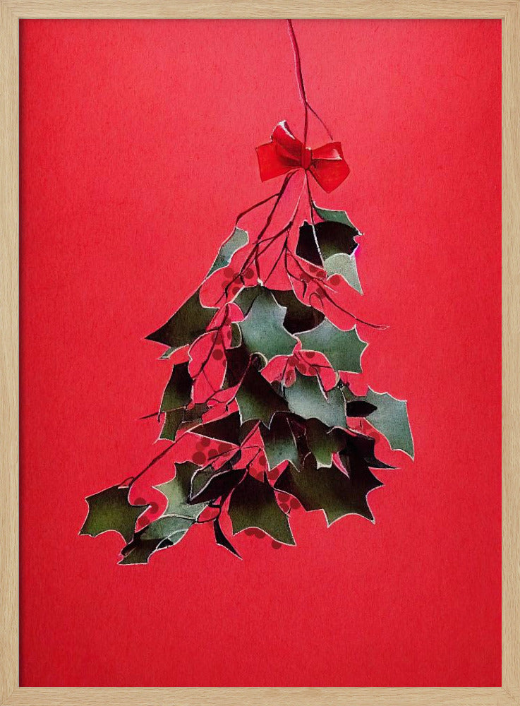 Mistletoe With Red Bow Poster