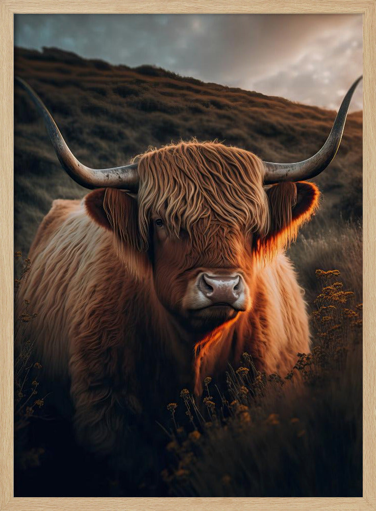 Highland Cow With Big Horns Poster