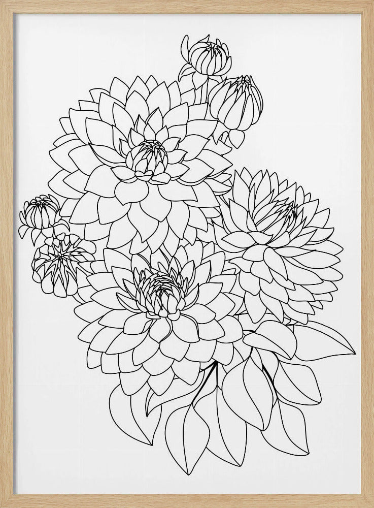 Pacey bouquet in black and white Poster