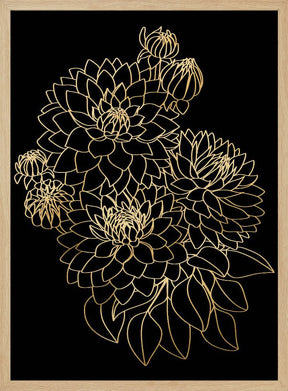 Pacey dahlias bouquet in gold and black Poster