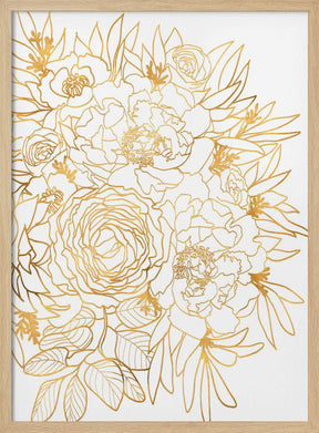 Nanette floral art in gold Poster