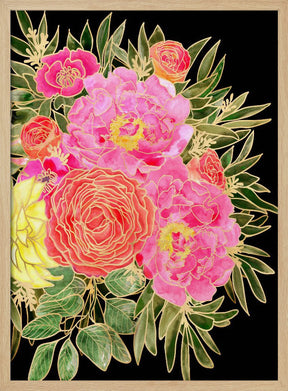 Nanette floral art in bright colors Poster