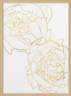 Sally's peonies in gold Poster