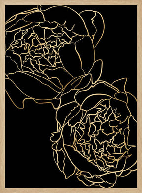 Sally's peonies in gold and black Poster