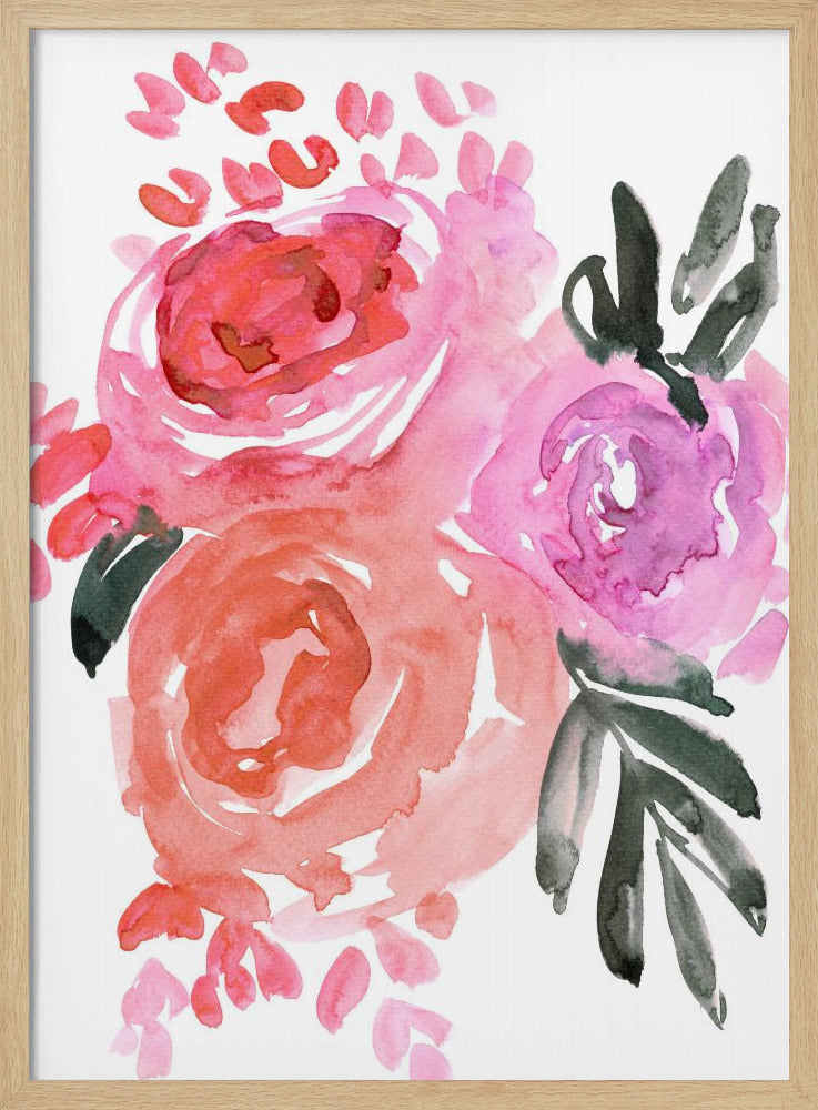 Maeko loose watercolor florals I Poster