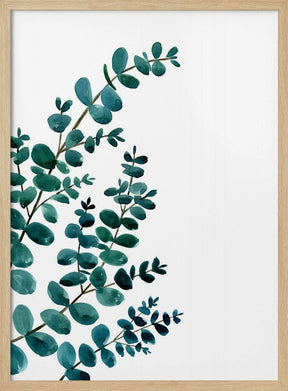 Teal watercolor eucalyptus II Poster