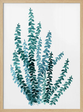 Watercolor eucalyptus branch in teal Poster