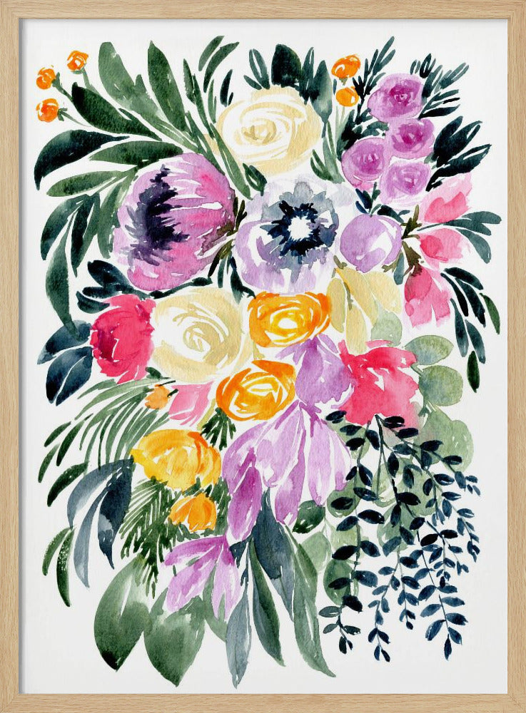 Urja loose floral watercolor bouquet Poster