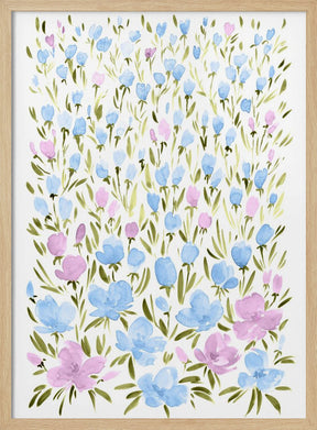 Field of purple and blue flowers Poster