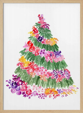 Floral watercolor Christmas tree Poster