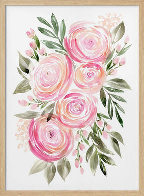 Begonia pink ranunculus bouquet Poster