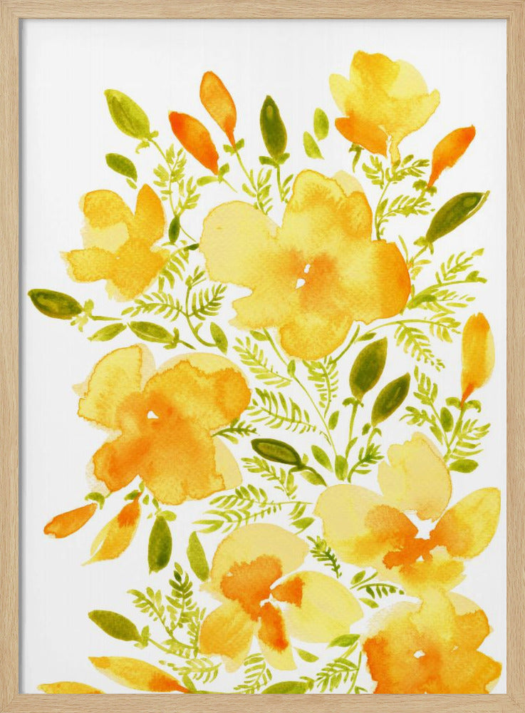 Watercolor California poppies quad 1 Poster