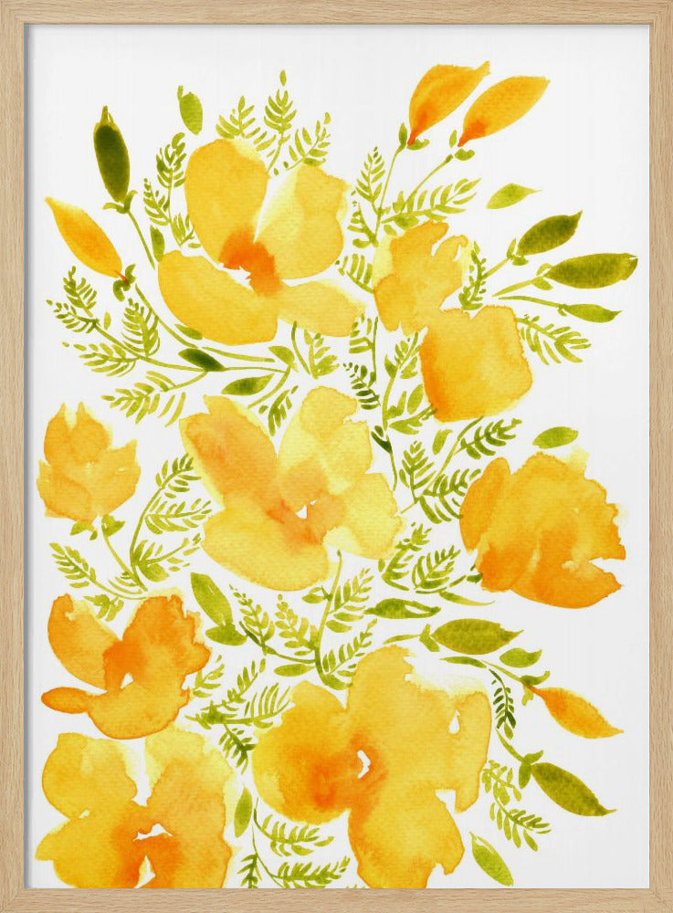 Watercolor California poppies quad 2 Poster