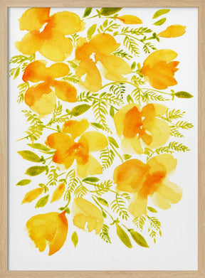 Watercolor California poppies quad 4 Poster