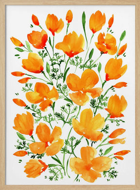 Watercolor California poppies Poster