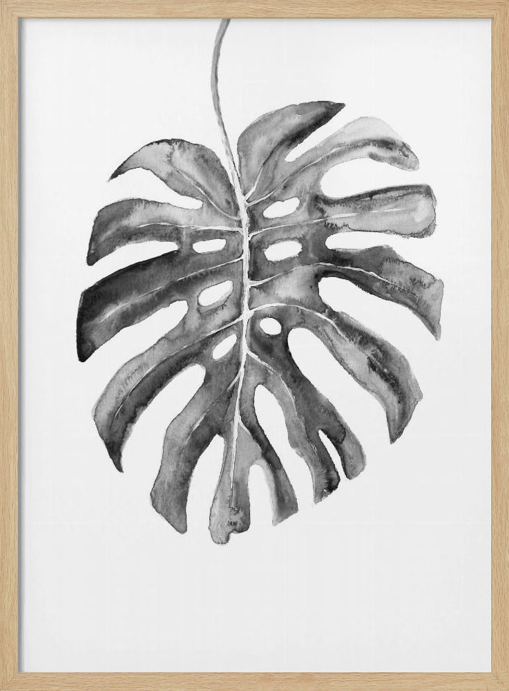 Black and White Monstera Leaf Poster