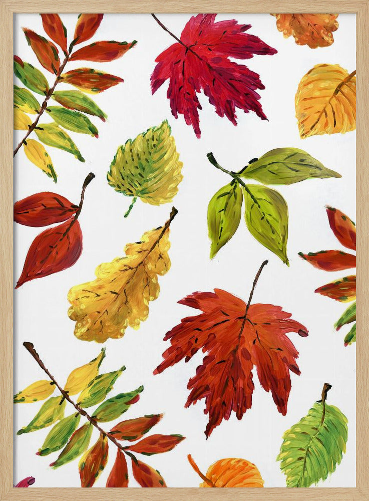 Painterly fall leaves Poster