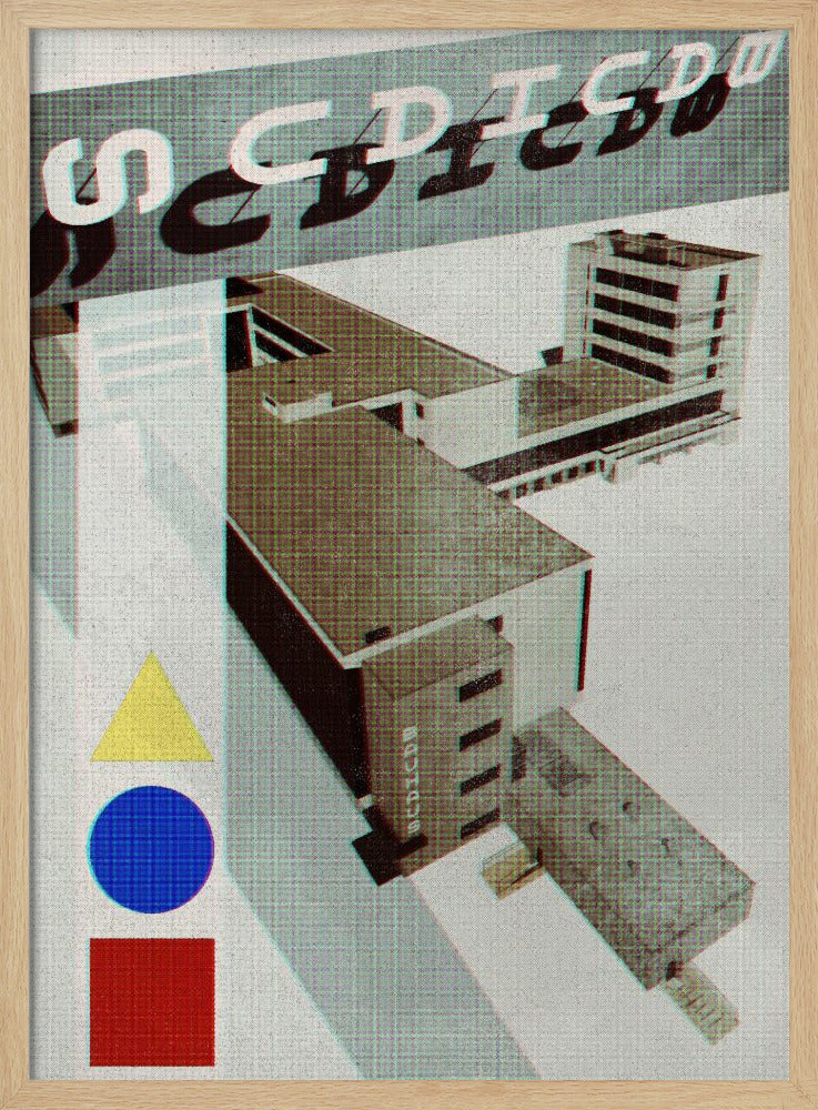 Bauhaus Dessau architecture in vintage magazine style III Poster