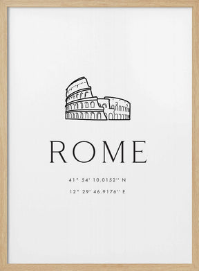 Rome coordinates with Colosseum sketch Poster