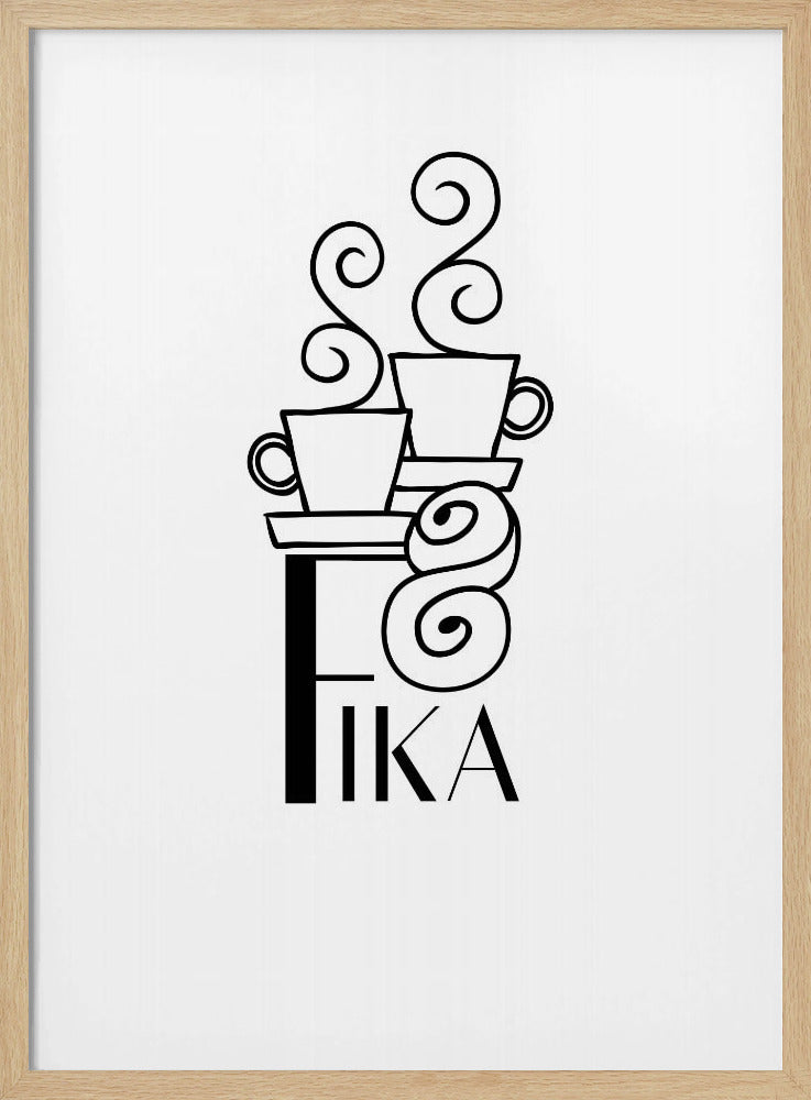 Fika line art illustration Poster