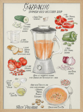 Gazpacho illustrated recipe in English Poster