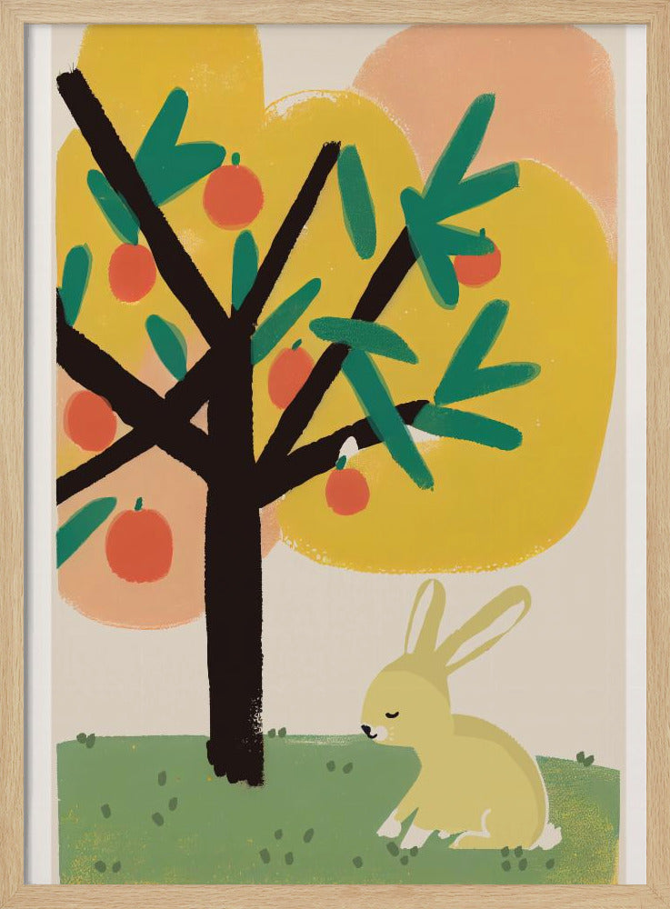 Bunny Under Apple Tree Poster