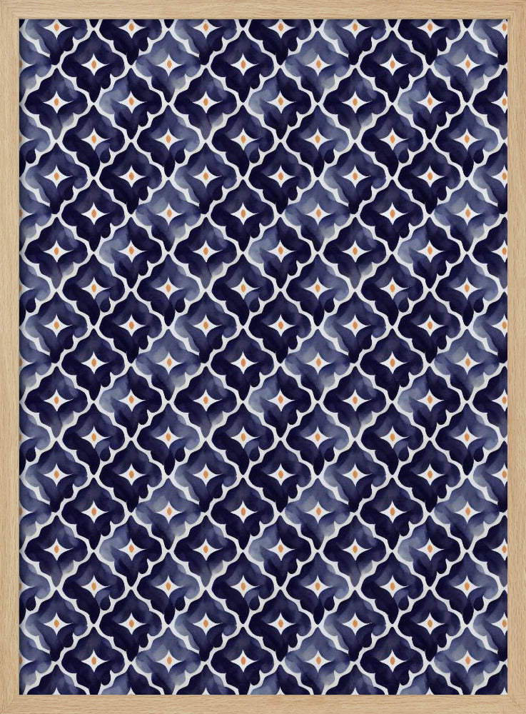 Blue Aquarell Tile Pattern Poster