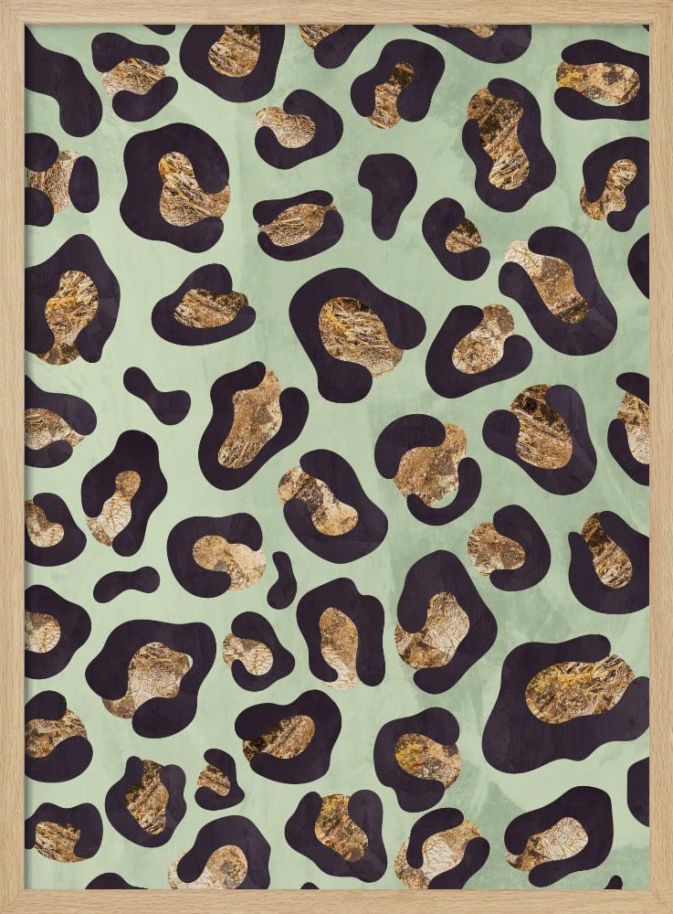 Gold leopard print green Poster