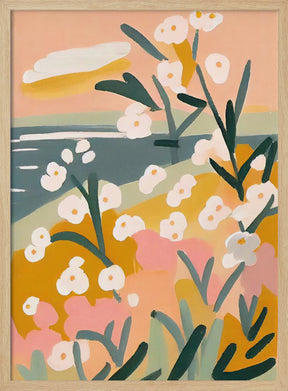 Flowers By The Sea Poster