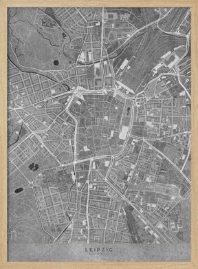 Gray vintage map of Leipzig Germany Poster