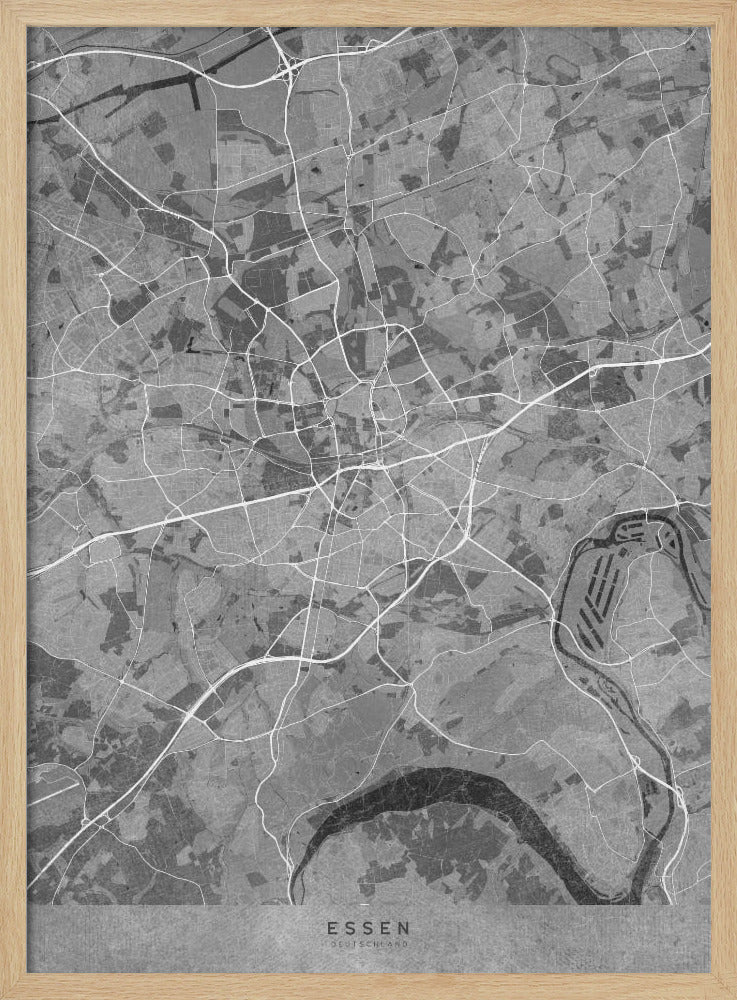 Gray vintage map of Essen Germany Poster