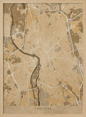 Sepia vintage map of Toulouse France Poster