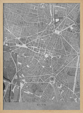 Gray vintage map of Dijon downtown France Poster