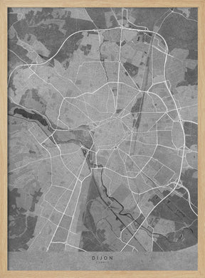 Gray vintage map of Dijon France Poster